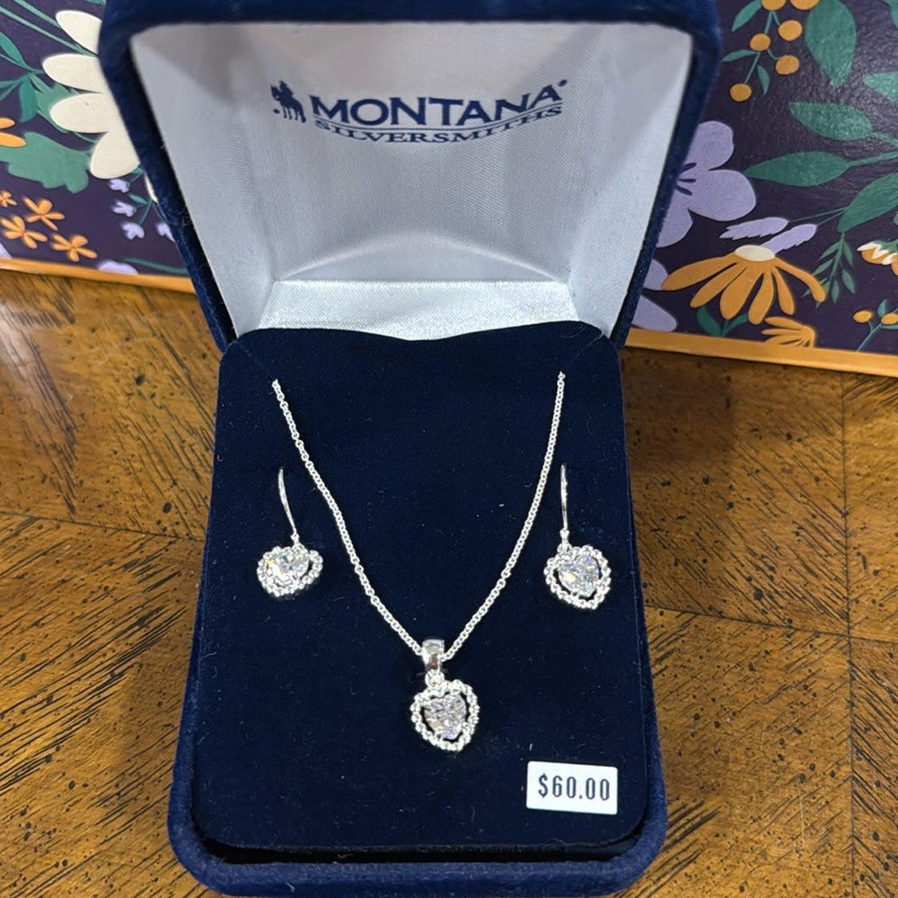 Heart Silversmith necklace and earrings